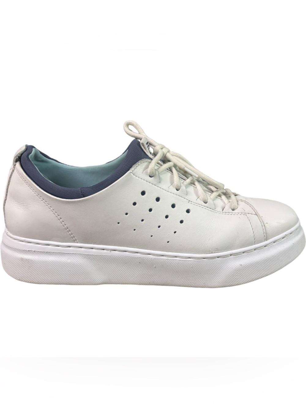 Samuel Hubbard "Flight Sport" Sneaker White Leather Blue Collar Size 8.5
